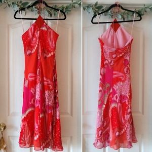 Banana Republic Orange Pink Halter Dress Paisley 4